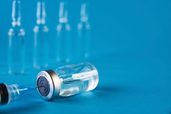 Medical syringe with needle in ampules