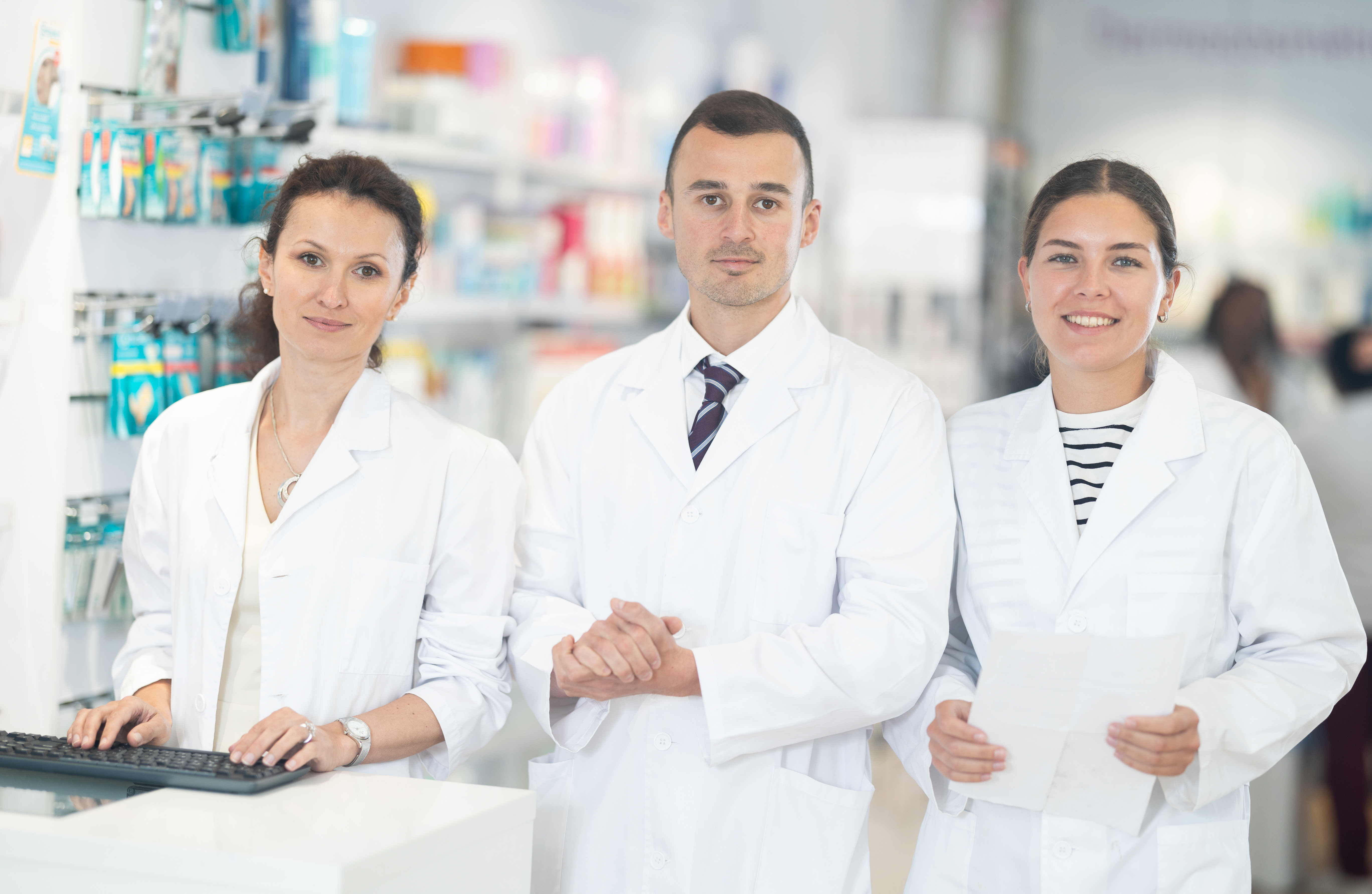 three student pharmacists